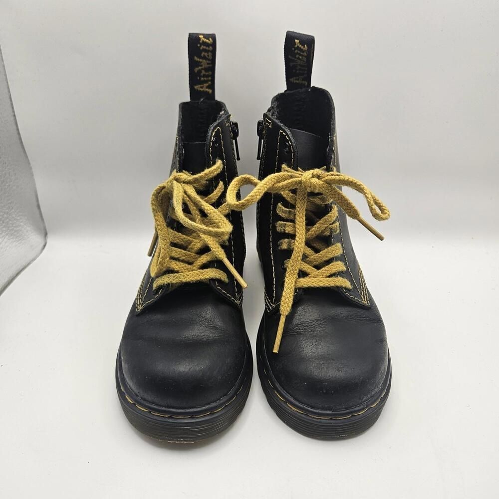 Dr. Doc Martens Kids 1460 Pascal T Black Combat Boots Grunge Alt Punk Size US 10